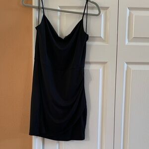 Mango Black Cowl-Neck Slip Dress